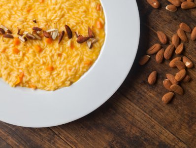 Risotto con Arancia, Zafferano e Mandorle