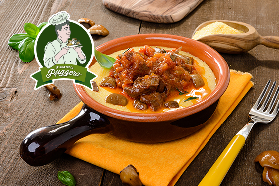 Polenta con funghi porcini e finferli